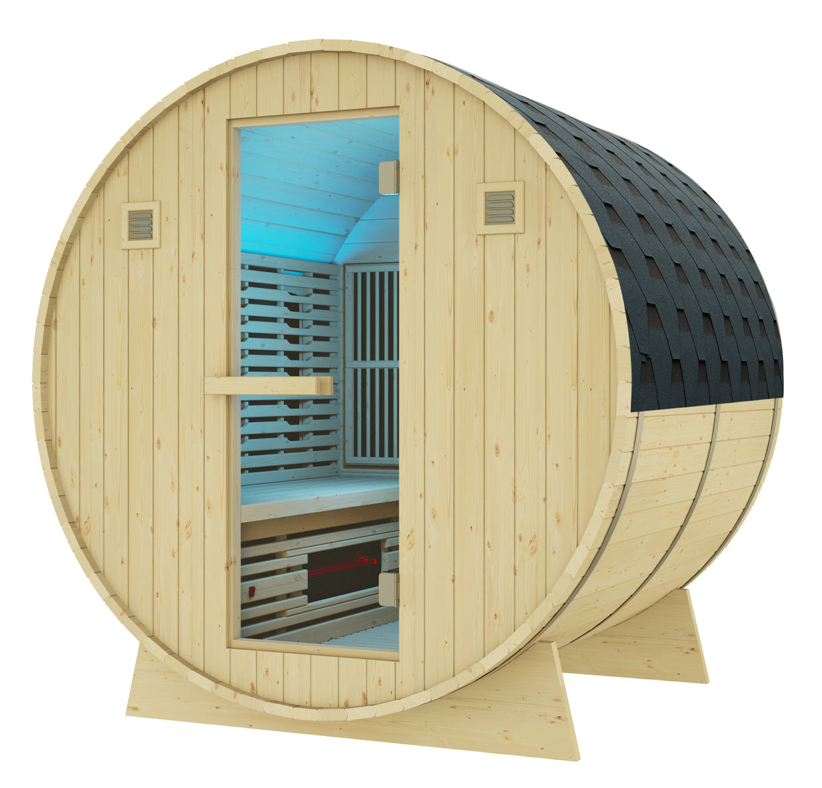 Sauna extérieur à tonneau infrarouge QUATTRO