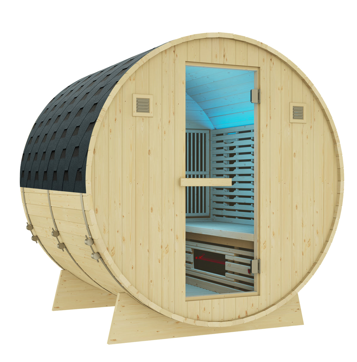 Sauna extérieur à tonneau infrarouge QUATTRO